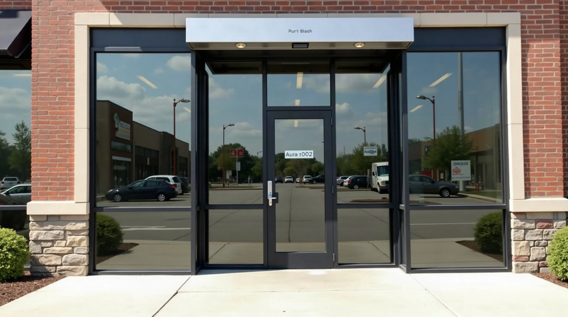Acceso comercial de aluminio y cristal con cierrapuertas