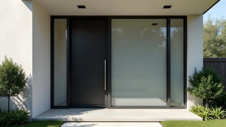 Puerta de aluminio con cristal para acceso principal
