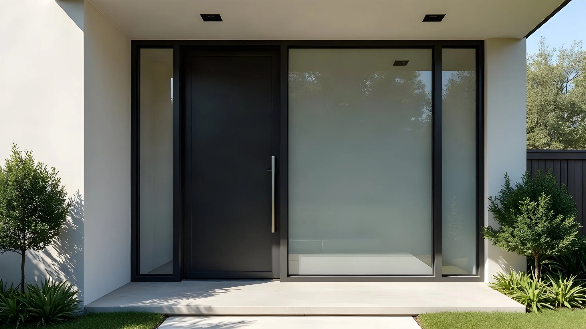 Puerta de aluminio con cristal para acceso principal