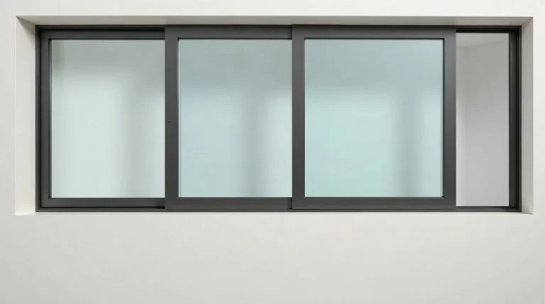 Ventana corrediza de aluminio con hojas sobre riel